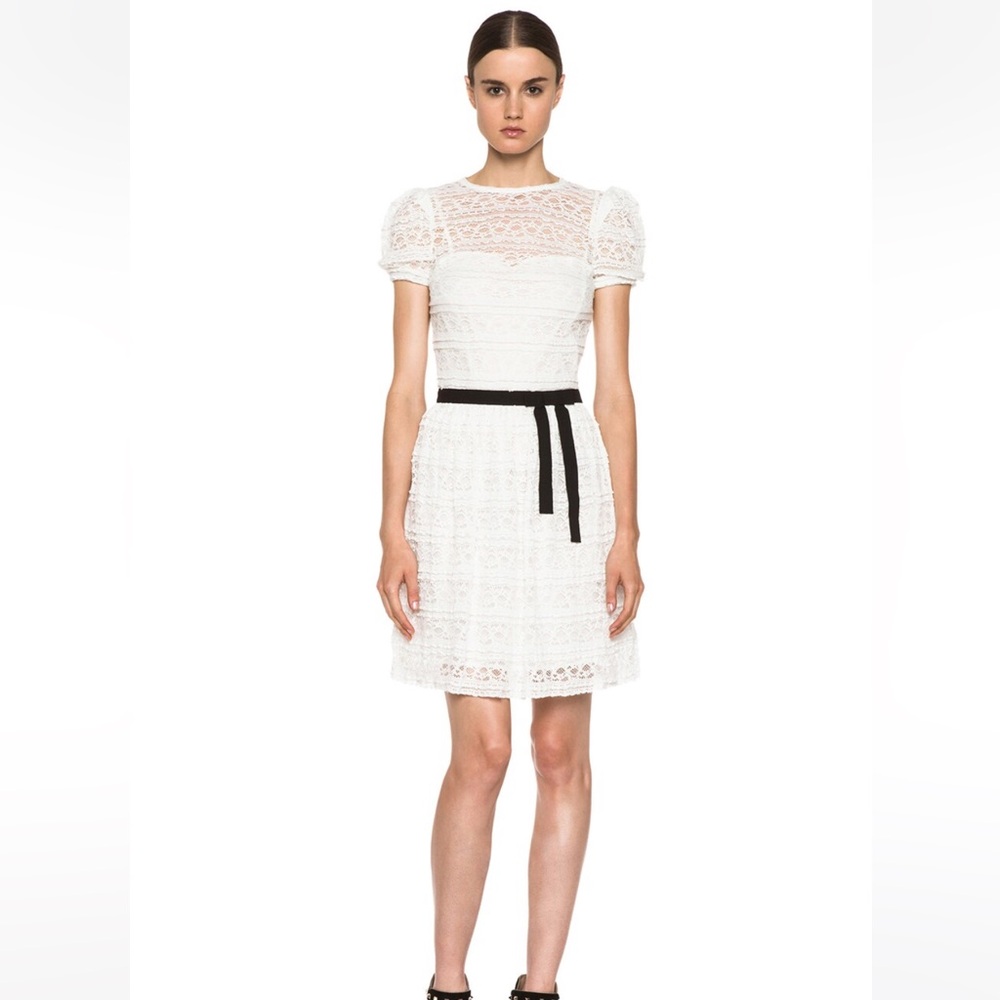 Red Valentino lace dress with black belt